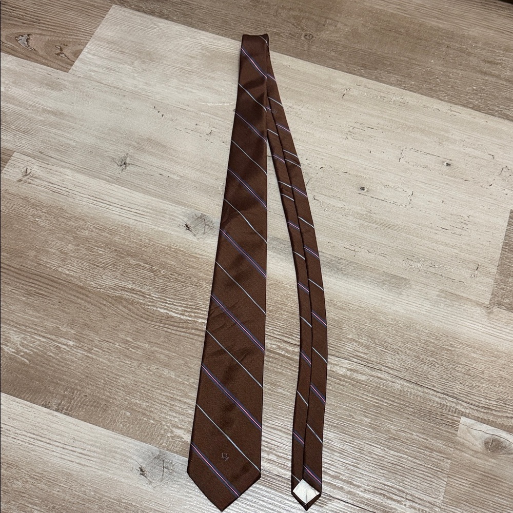 Christian Dior Brown Striped Men's Tie